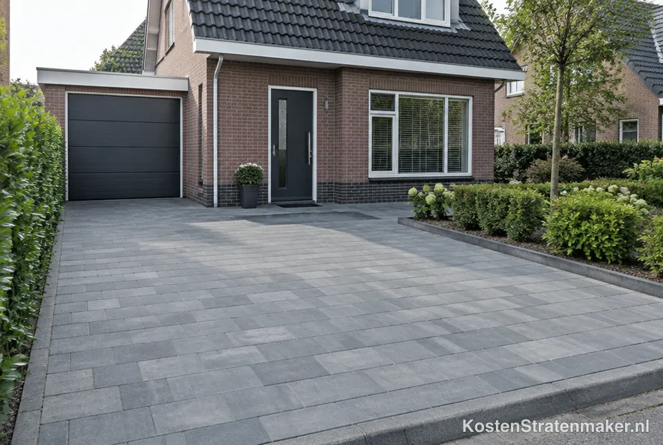 Nieuw bestrate oprit voor een woning